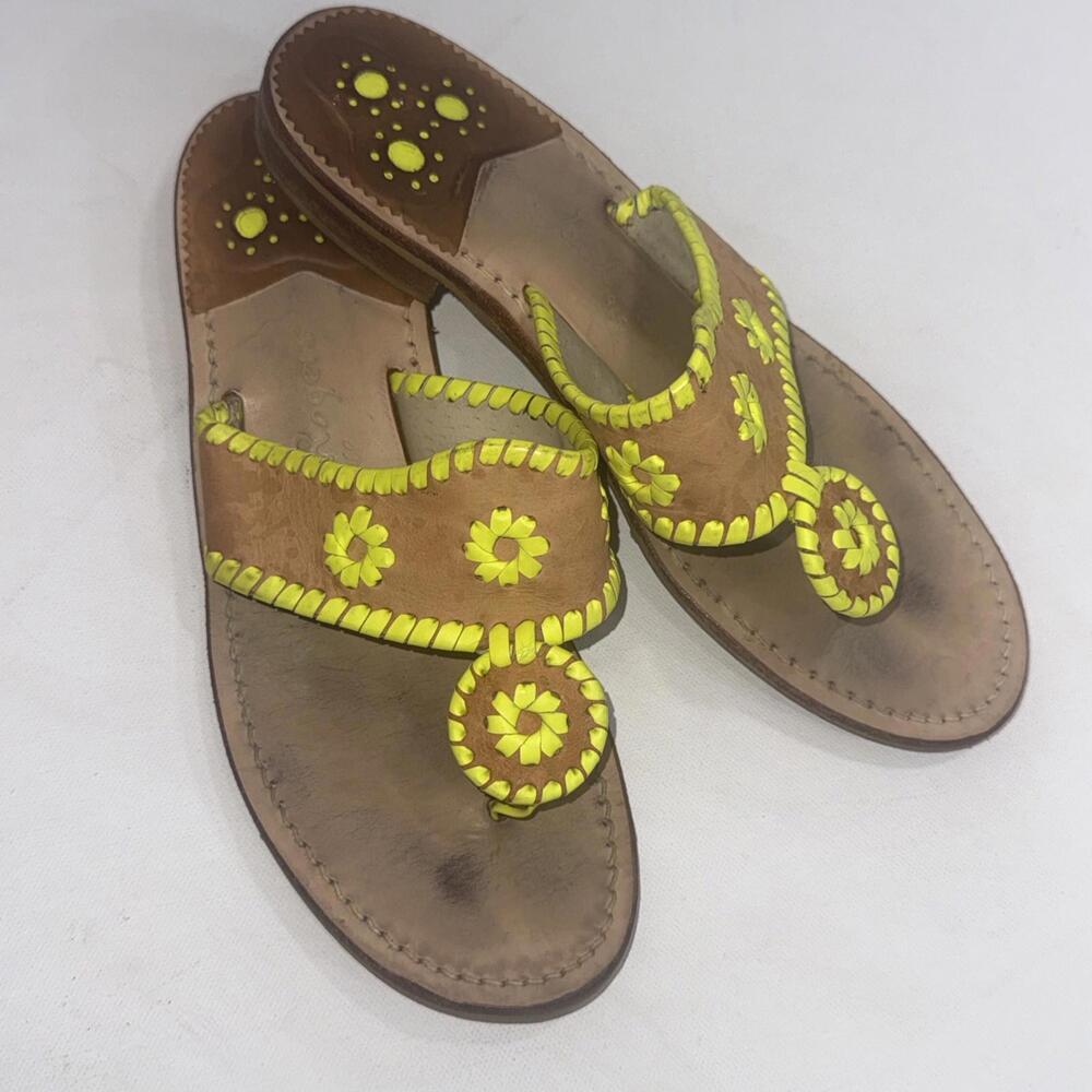 JACK Rogers Palm Beach Flat Beach Preppy Old Money Sandals Yellow size 8